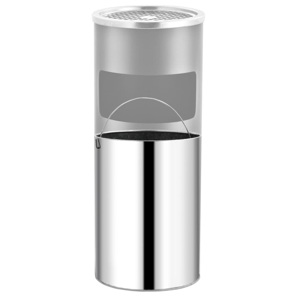 Caixote do lixo com cinzeiro para hotel 30 l aço cinzento