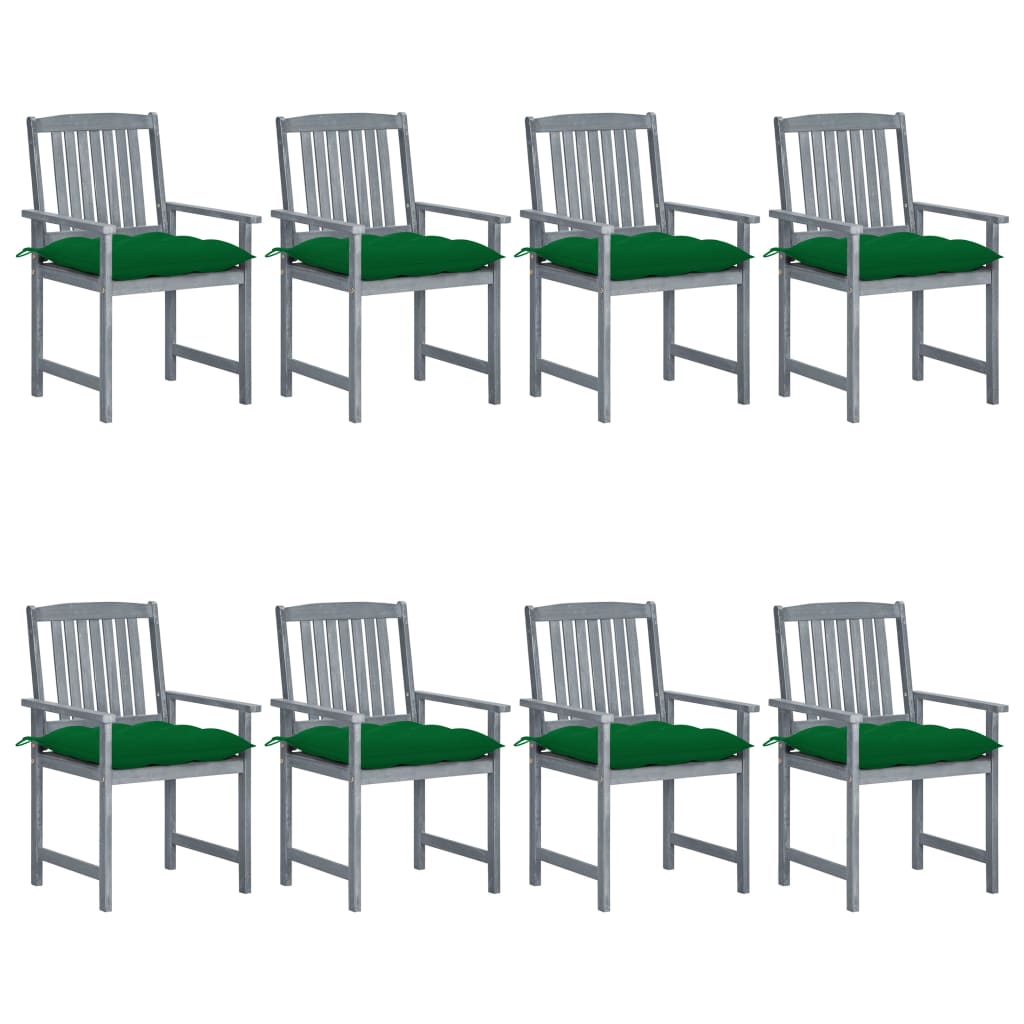Cadeiras de jardim c/ almofadões 8 pcs acácia maciça cinzento