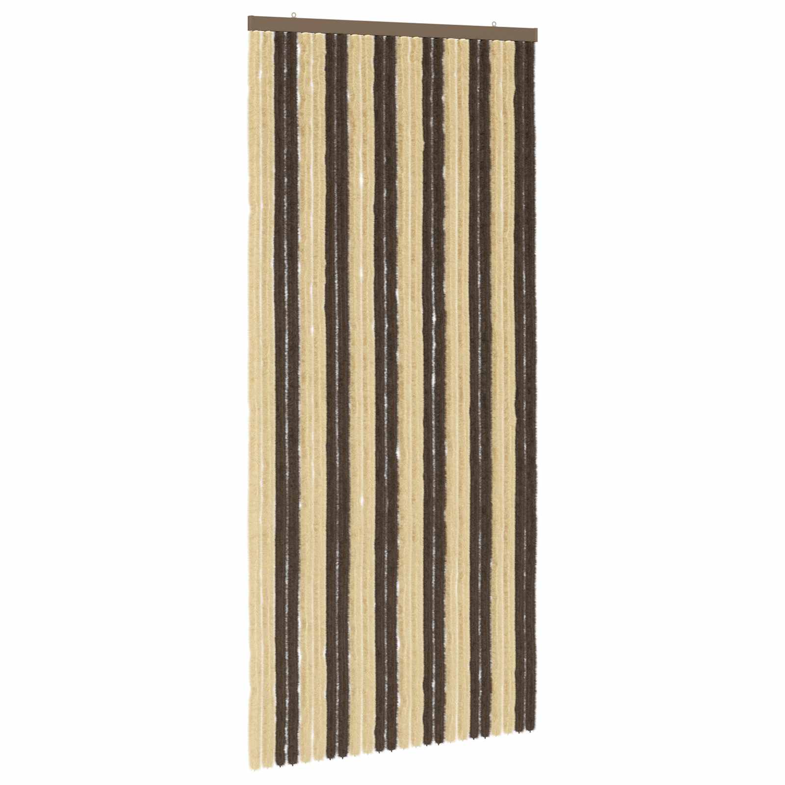 Cortina de insetos chenille marrom escuro e bege 100 x 220 cm