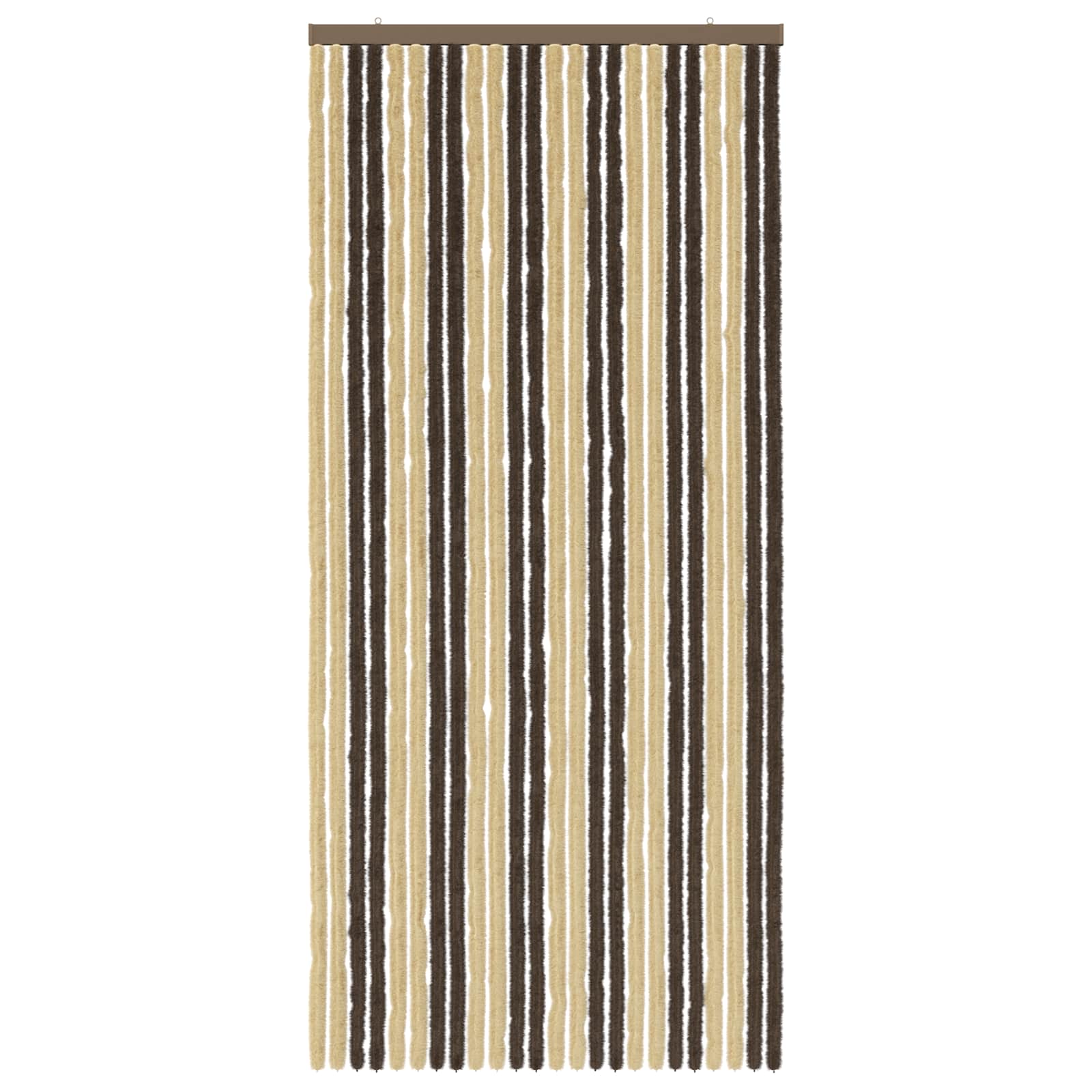 Cortina de insetos chenille marrom escuro e bege 100 x 220 cm