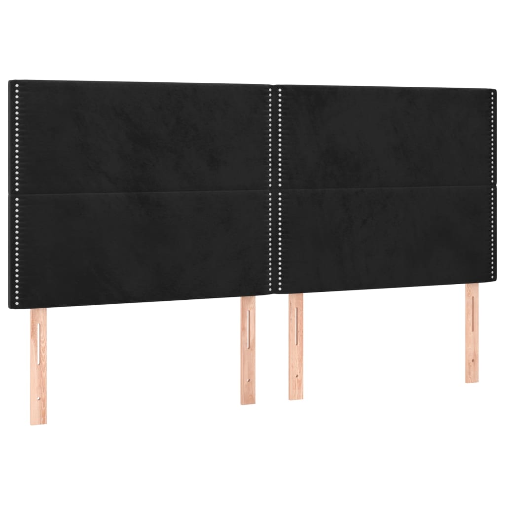 Cabeceira de cama c/ luzes LED veludo 200x5x118/128 cm preto