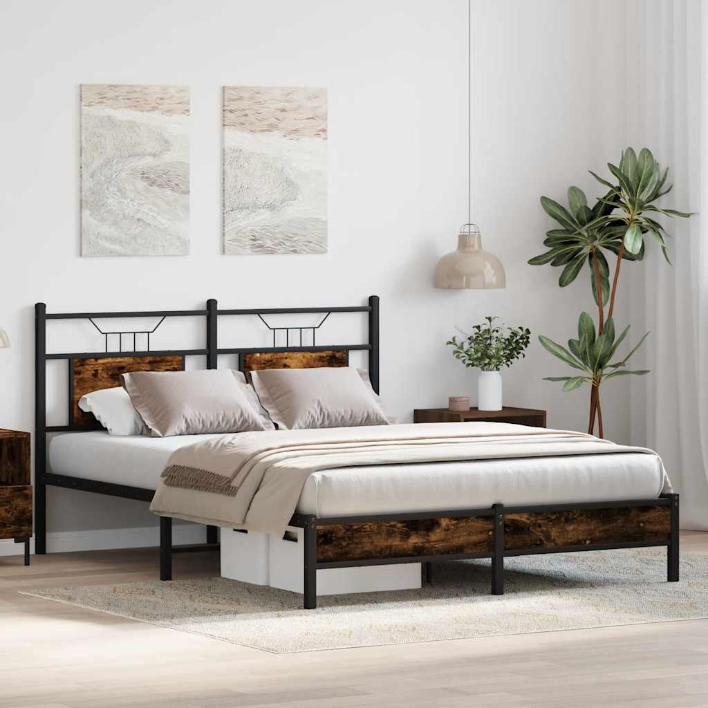 Estrutura cama s/ colchão derivados de madeira carvalho fumado