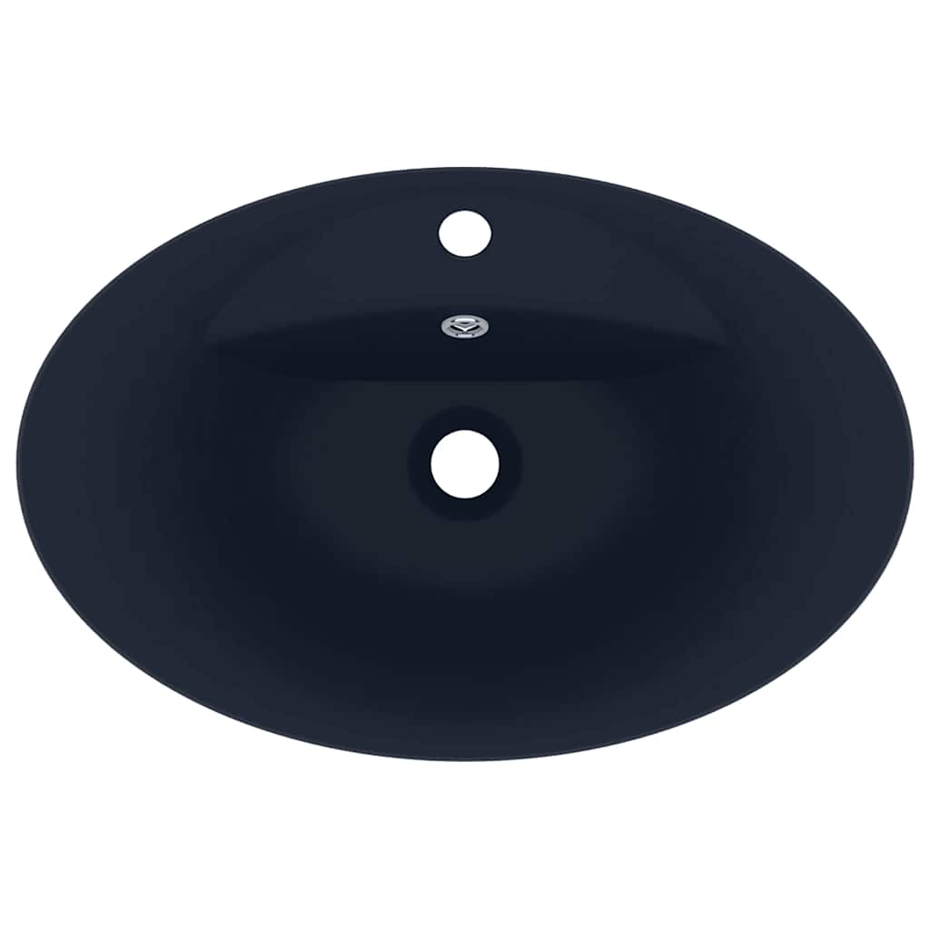 Lavatório luxuoso oval 58,5x39 cm cerâmica azul-escuro mate