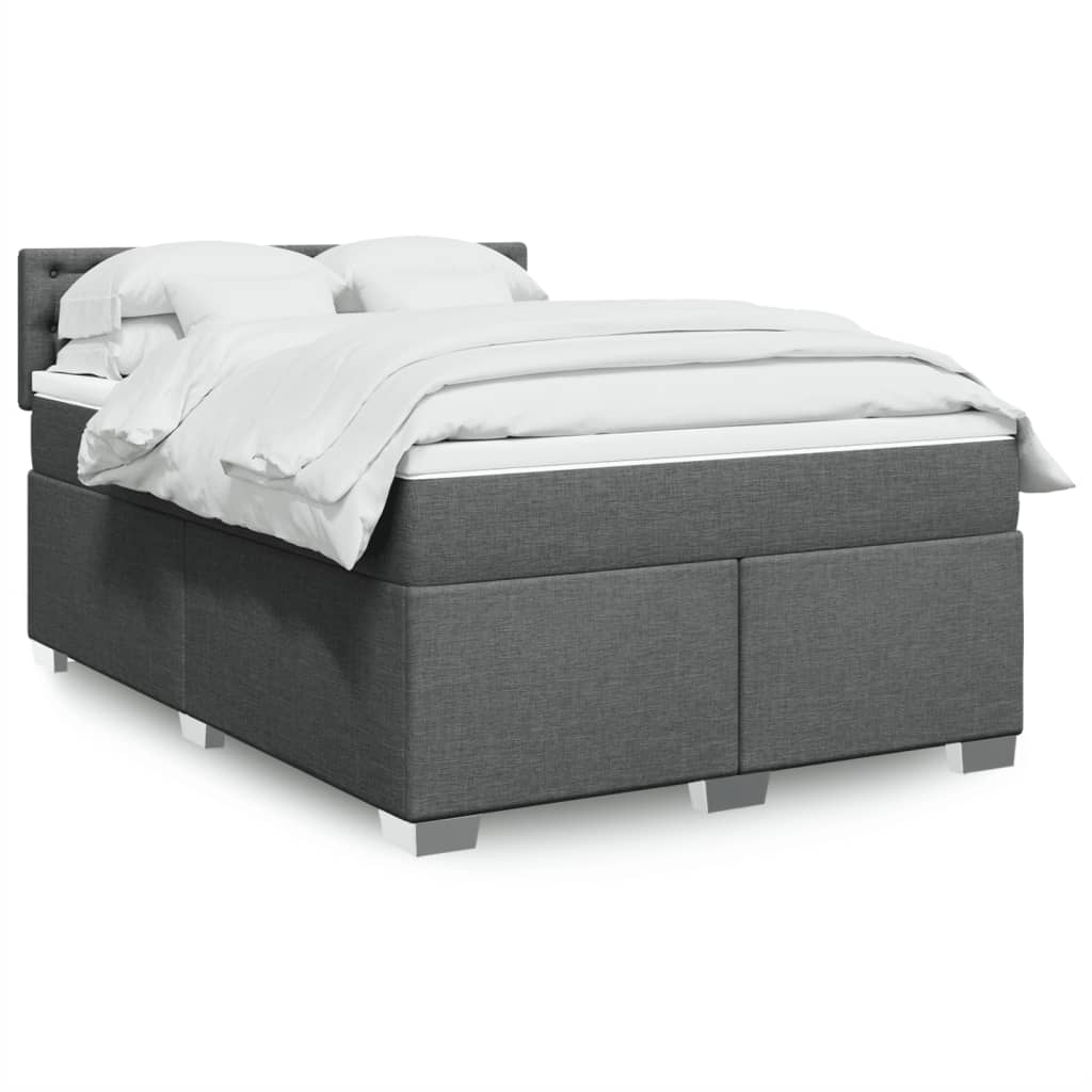 Cama com molas/colchão 140x190 cm tecido cinzento-escuro