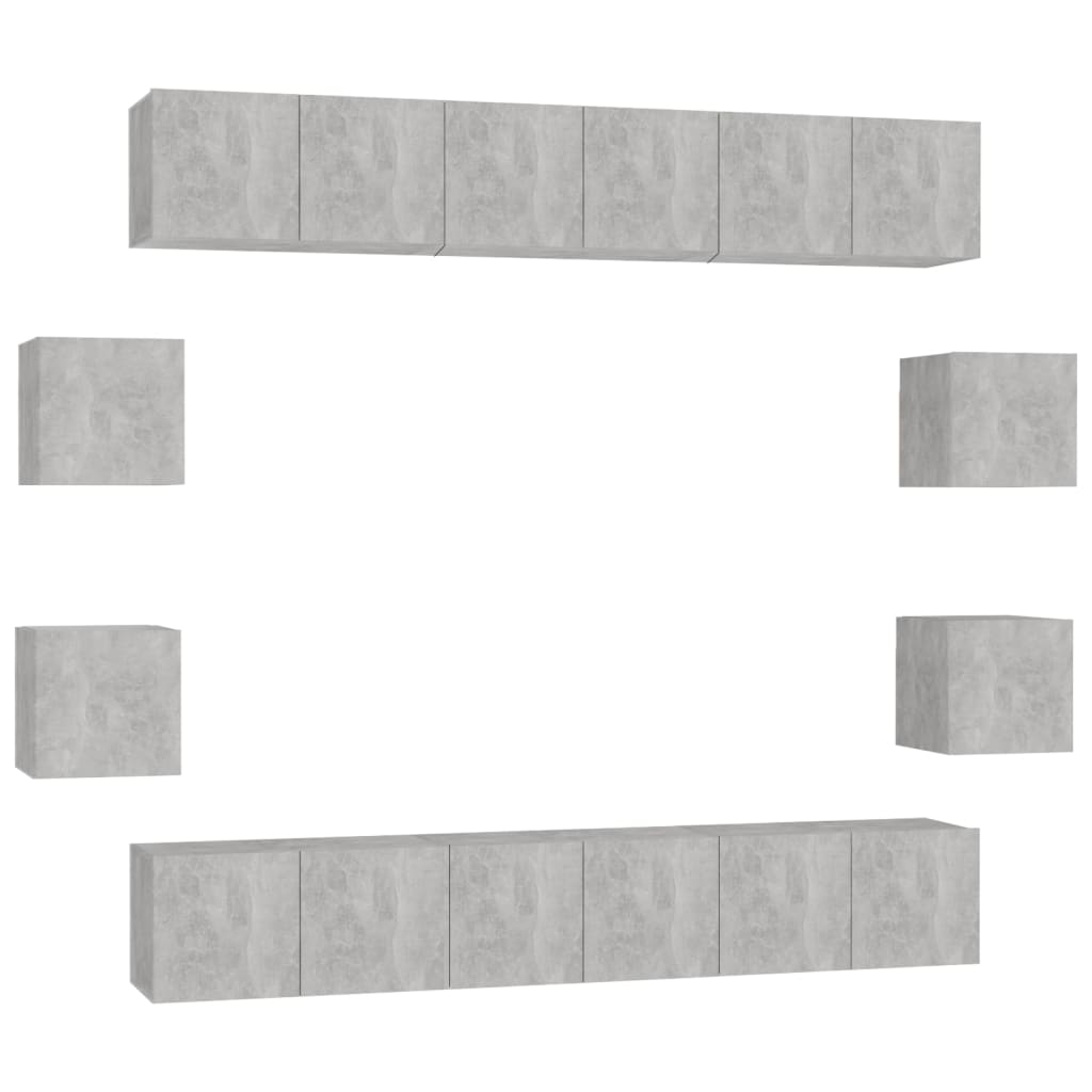 10 Pcs conjunto de móveis de TV contraplacado cinzento cimento
