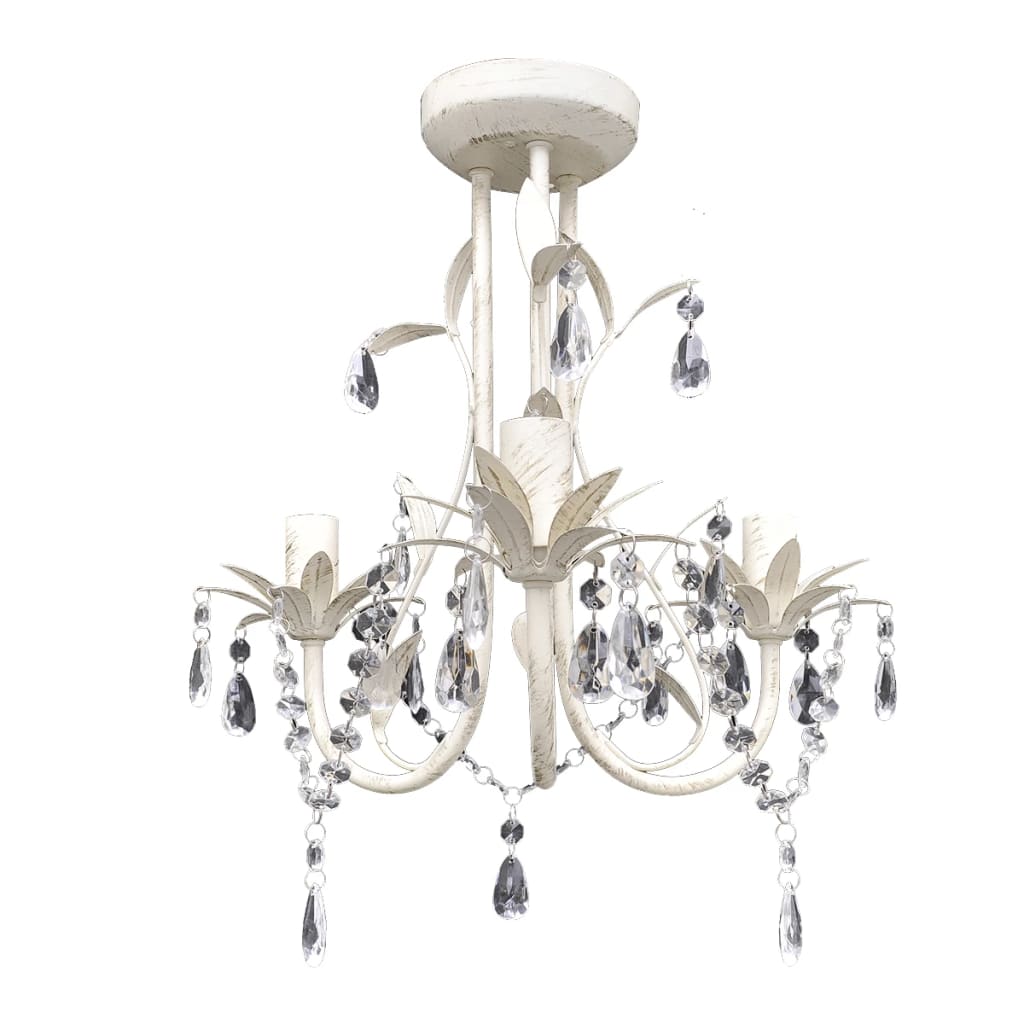 Lustres de teto com contas de cristal 4 pcs branco elegante
