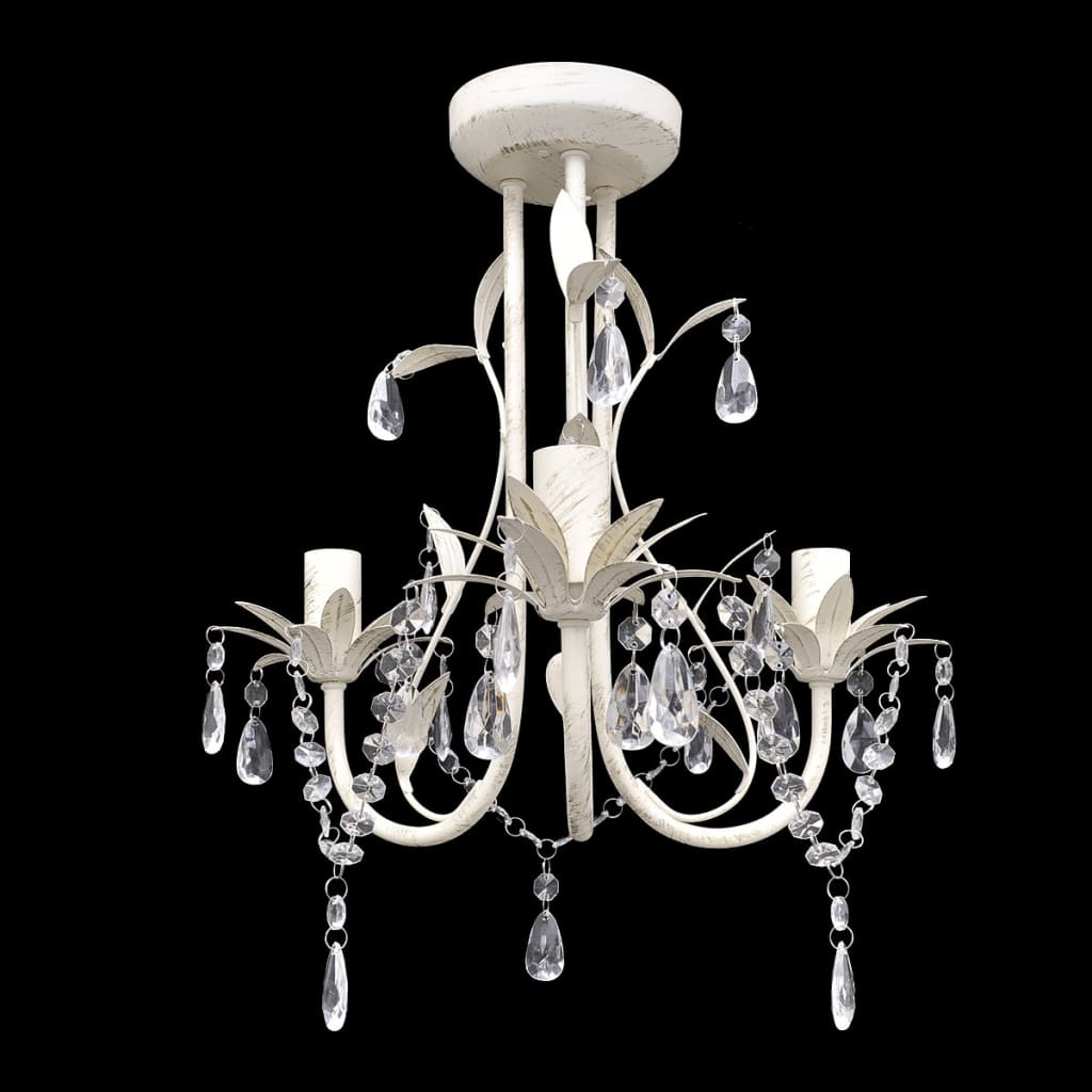 Lustres de teto com contas de cristal 4 pcs branco elegante