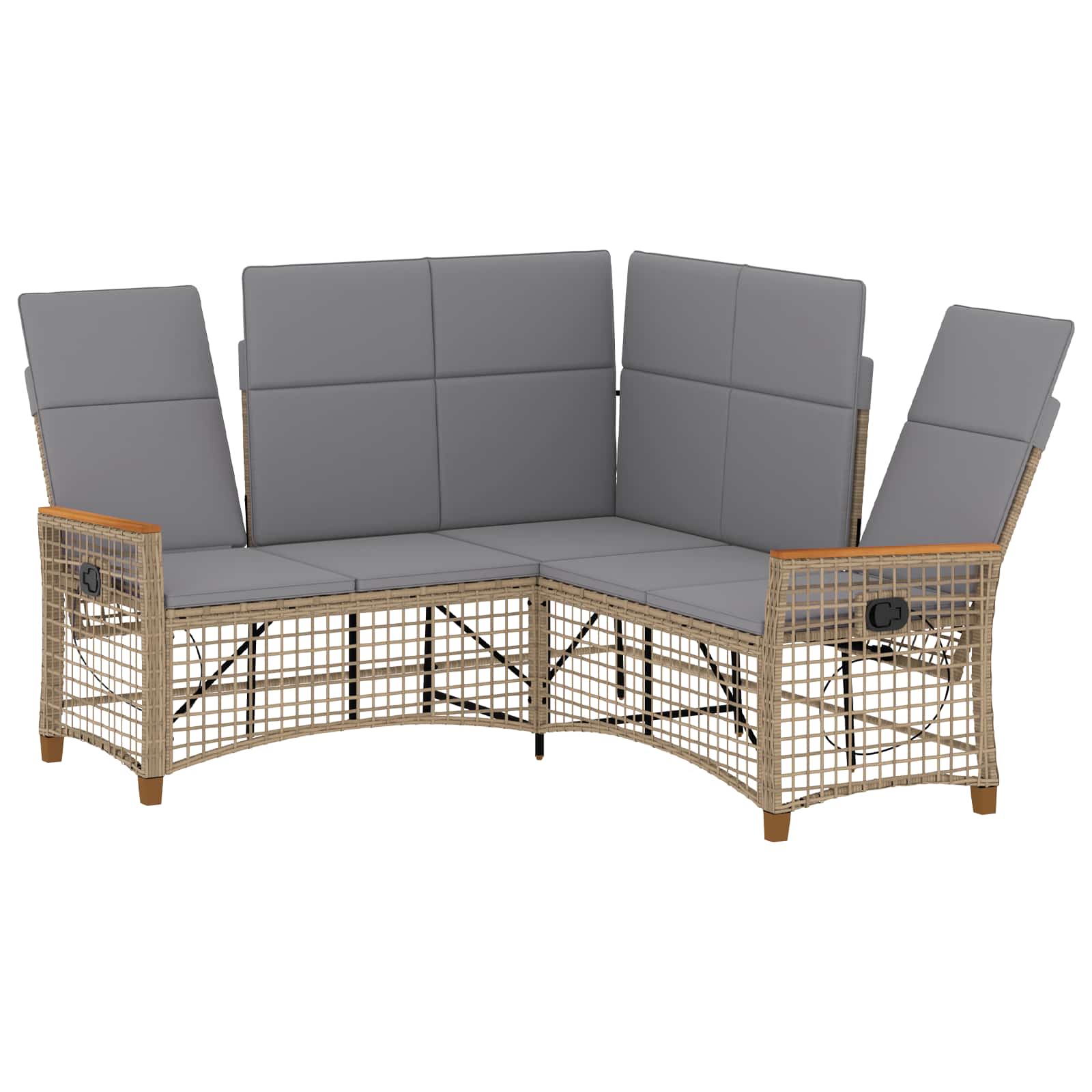 Conjunto de sofá reclinado para jardim bege e cinza claro