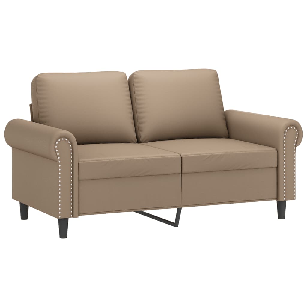 2 Pcs conjunto sofás c/ almofadas couro artificial cappuccino
