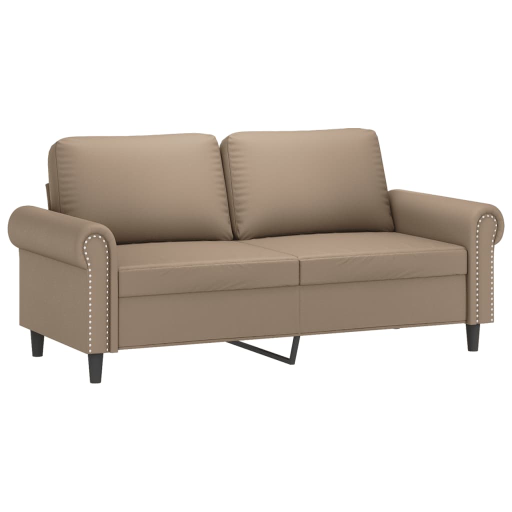 2 Pcs conjunto sofás c/ almofadas couro artificial cappuccino
