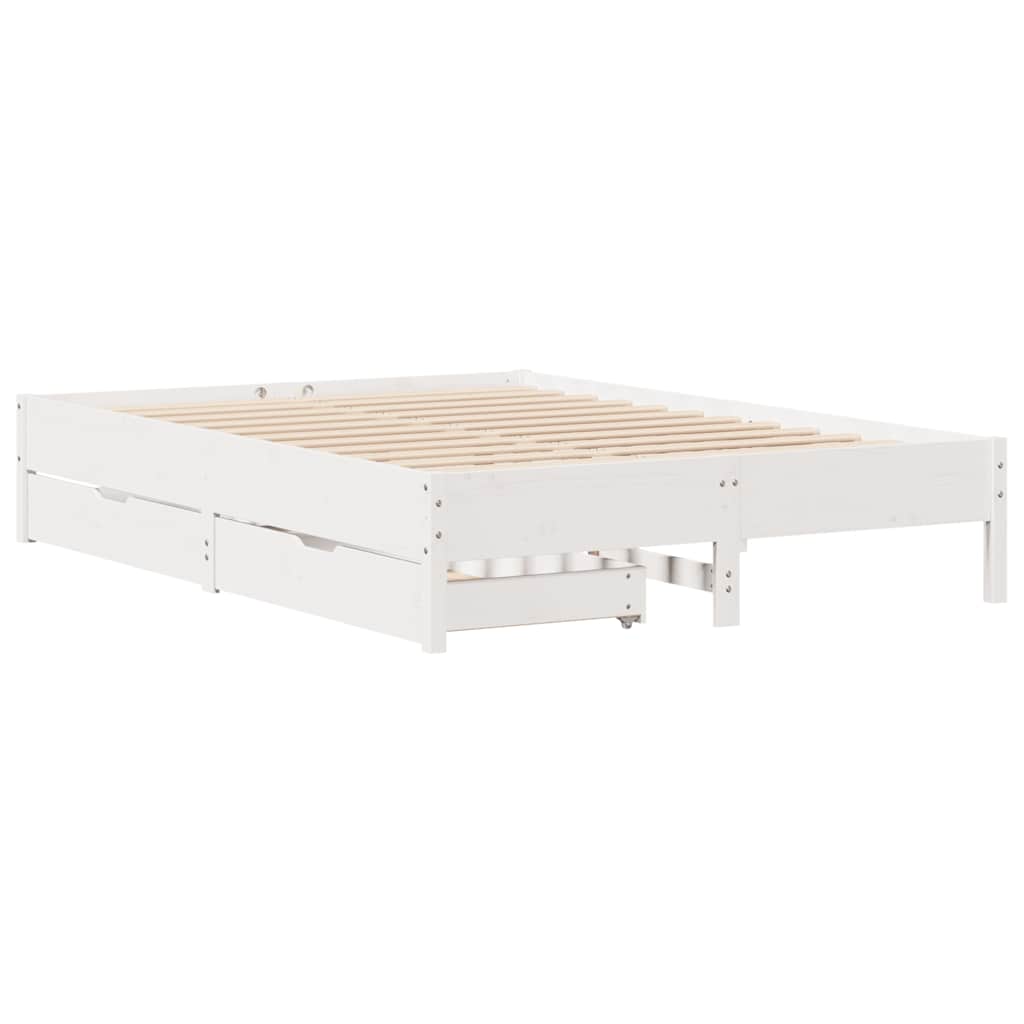 Cama sem colchão 150x200 cm madeira de pinho maciça branco