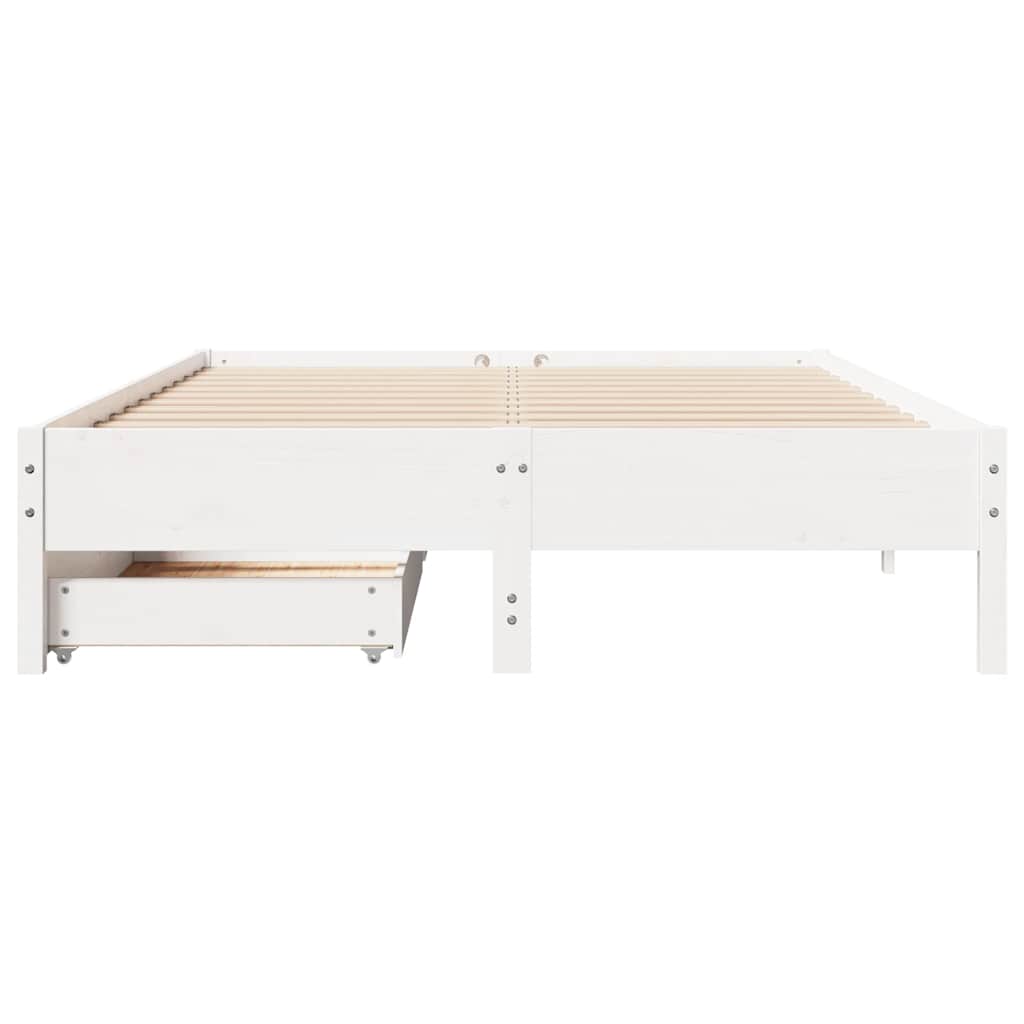 Cama sem colchão 150x200 cm madeira de pinho maciça branco