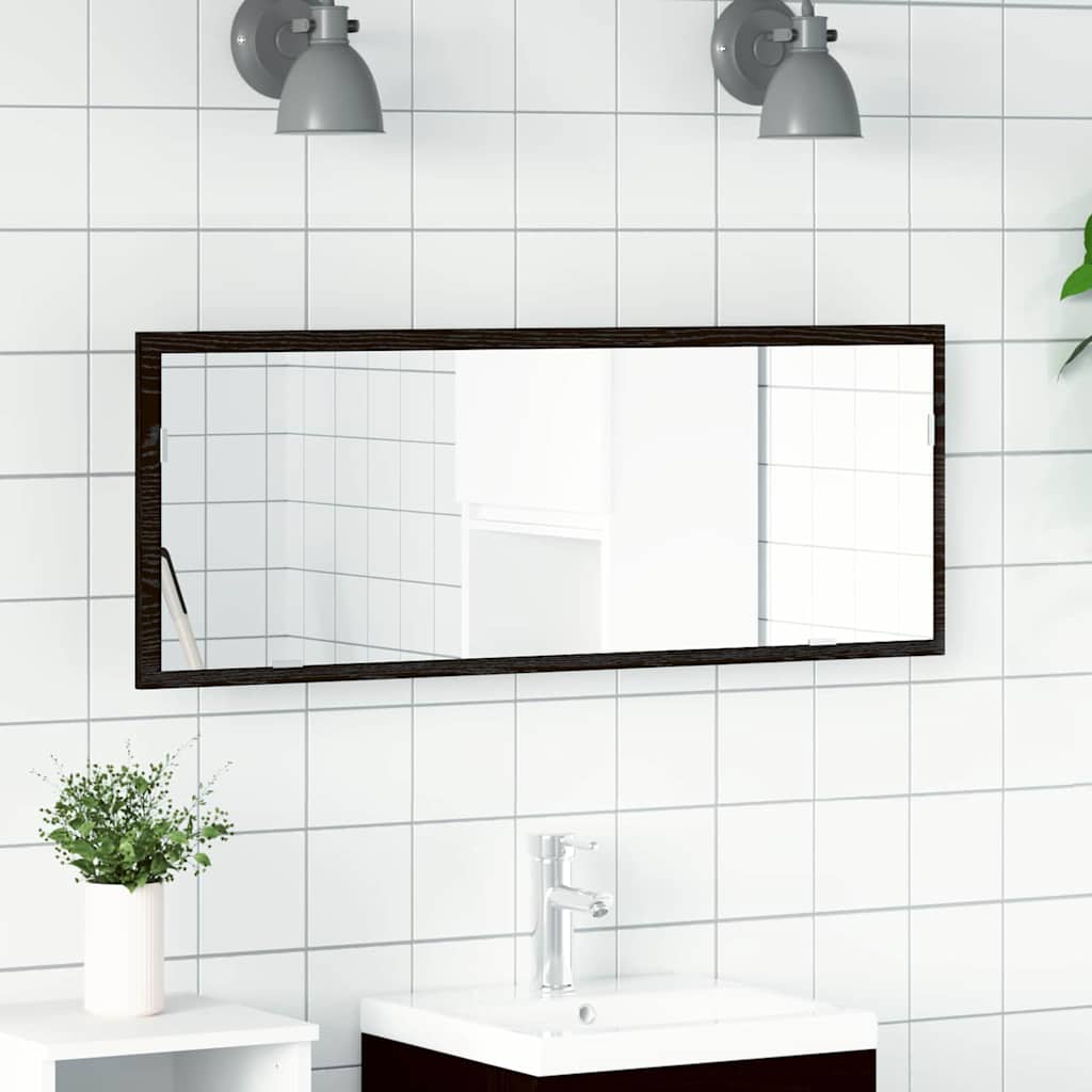 Espelho de banheiro LED carvalho preto 100 x 8,5 x 37 cm vidro