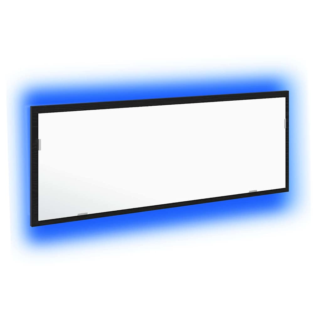 Espelho de banheiro LED carvalho preto 100 x 8,5 x 37 cm vidro