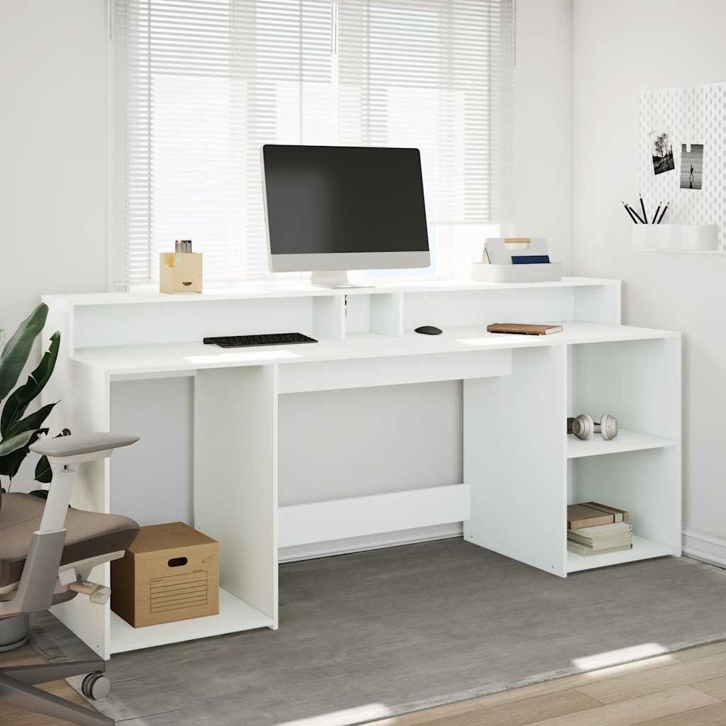 Secretária c/ luzes LED 160x55x91cm derivados de madeira branco