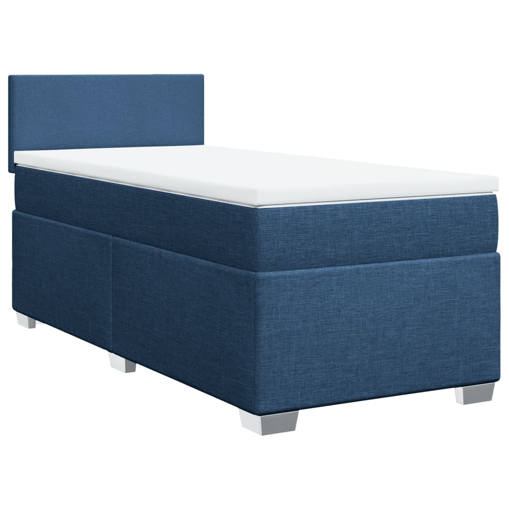 Cama com molas/colchão 80x200 cm tecido azul