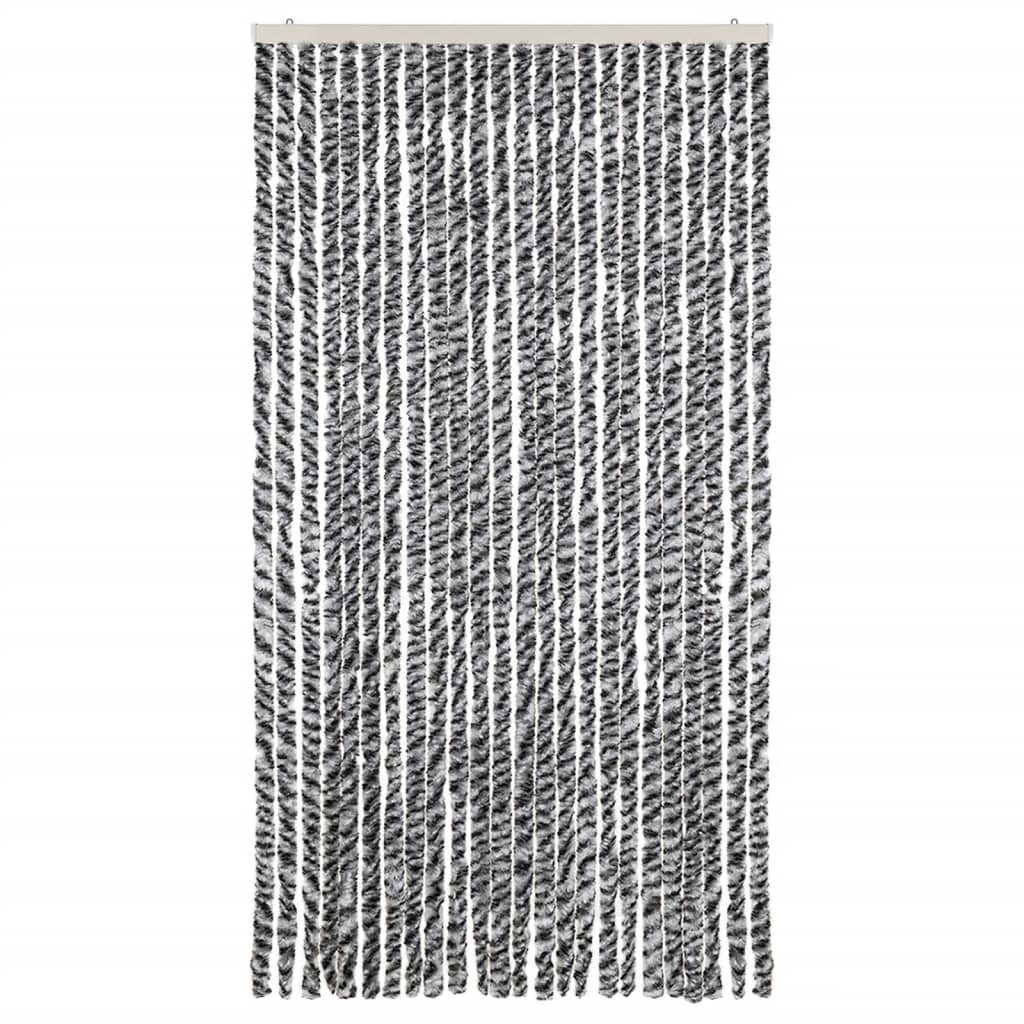 Cortina anti-insetos 100x200 cm chenille cinzento/preto/branco
