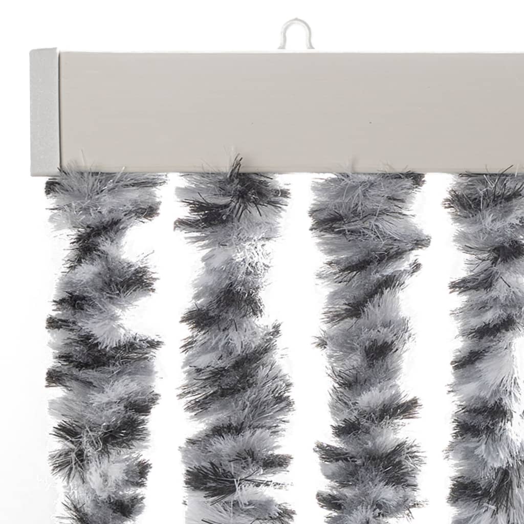 Cortina anti-insetos 100x200 cm chenille cinzento/preto/branco