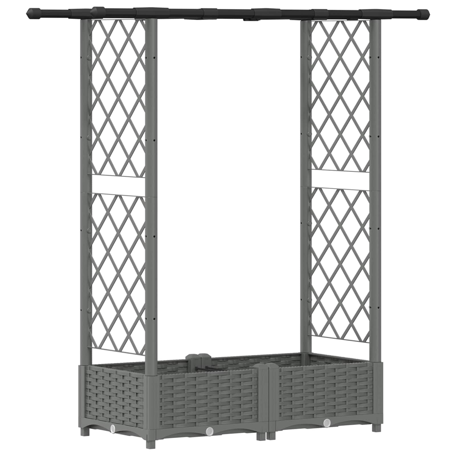 Cama elevada com treliça e telhado cinzento-claro PP
