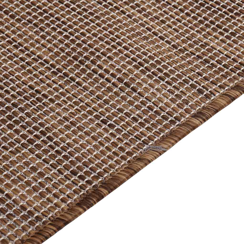 Tapete de tecido plano para exterior 80x150 cm castanho