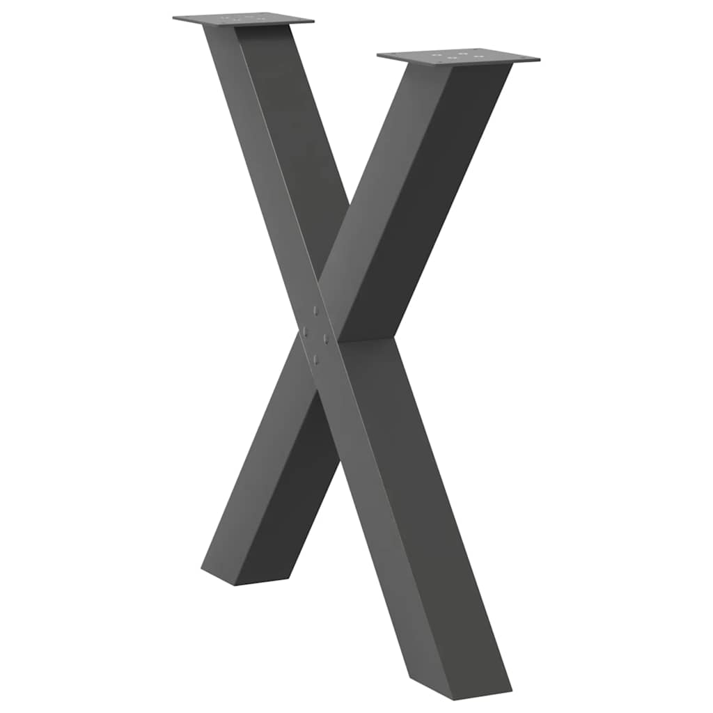 Pés para mesa de jantar em formato de x, 3 peças, antracite, 80x(72-73) cm, aço
