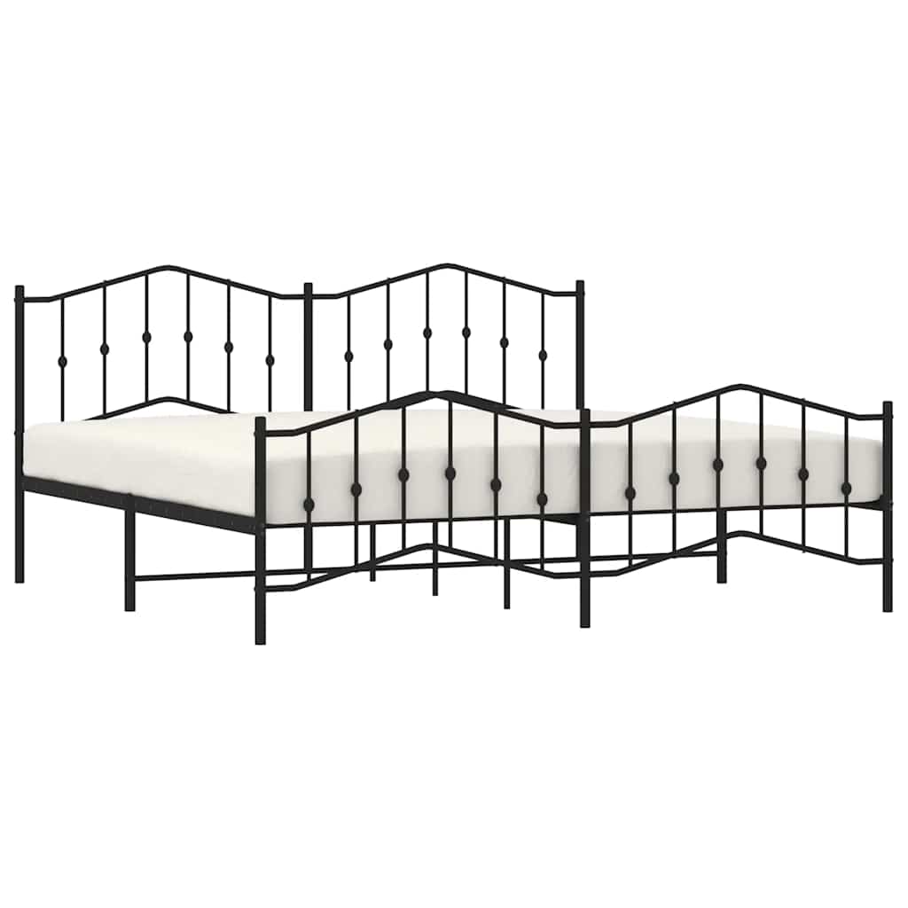 Estrutura de cama com cabeceira e pés 193x203 cm metal preto