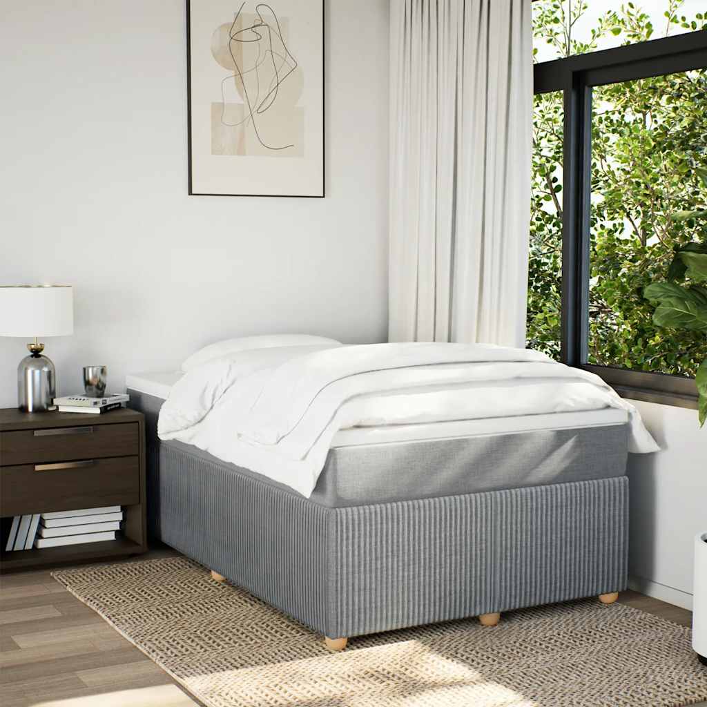 Cama boxspring com colchão 120x190 cm tecido cinzento-claro