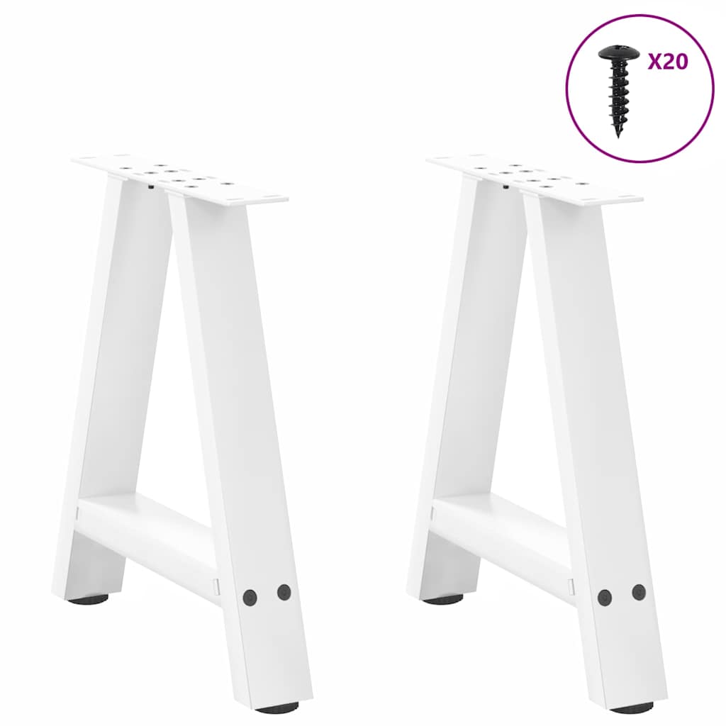Pés para mesa de centro em formato a, 2 peças, branco, 50x (42-43) cm, aço