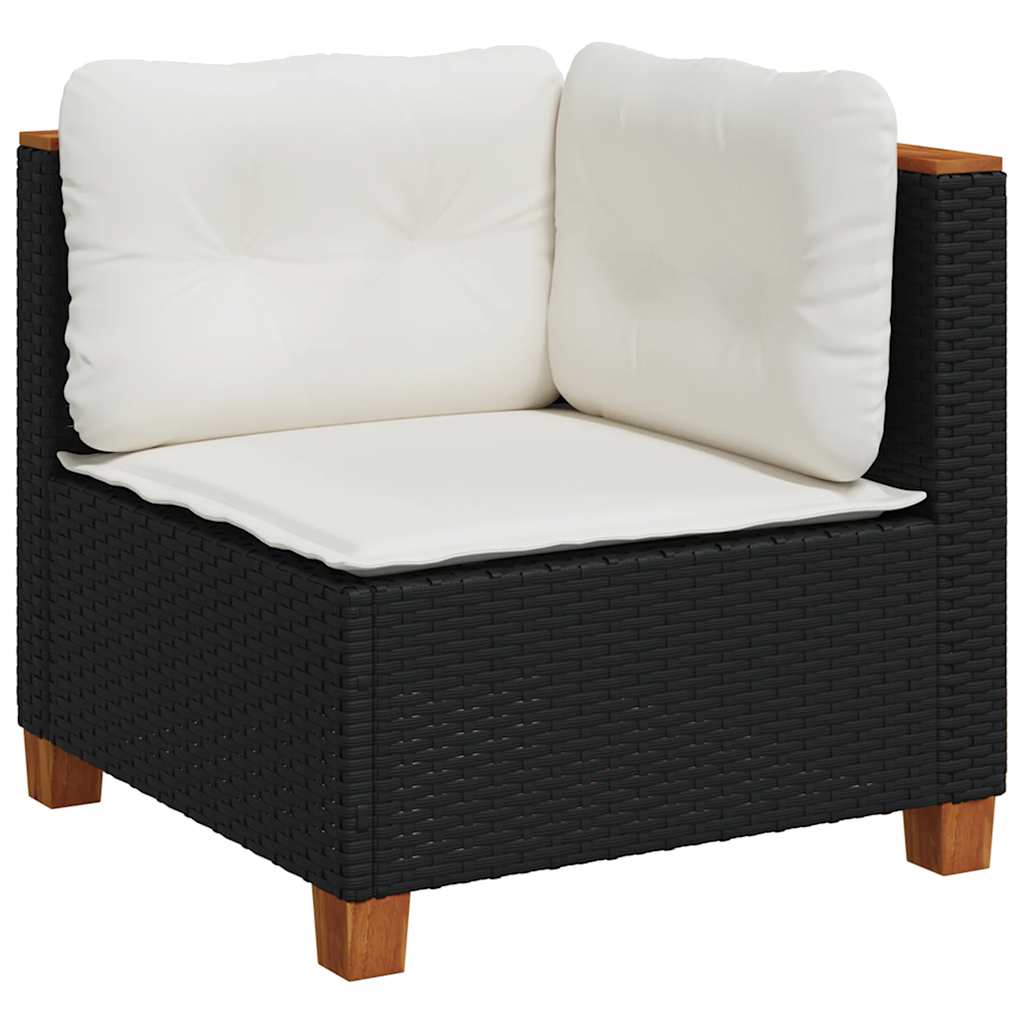 7 Pcs conjunto de sofás p/ jardim c/ almofadões vime PE preto