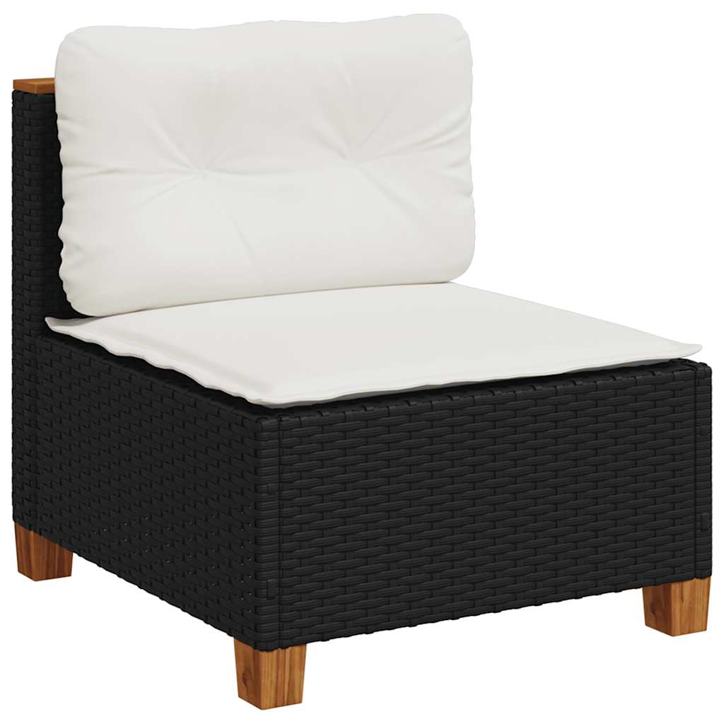 7 Pcs conjunto de sofás p/ jardim c/ almofadões vime PE preto