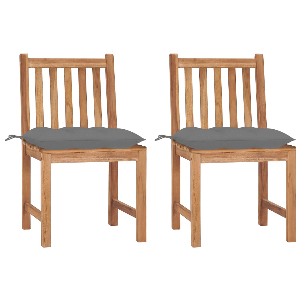 Cadeiras de jardim c/ almofadões 2 pcs madeira de teca maciça
