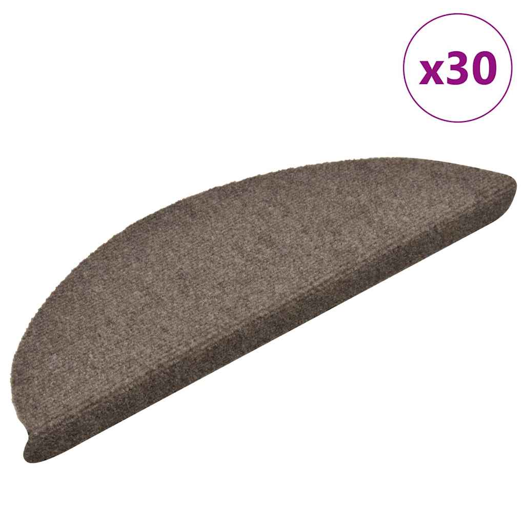 Tapetes de escada autoadesivos 30 peças 56x17x3 cm bege semicircular