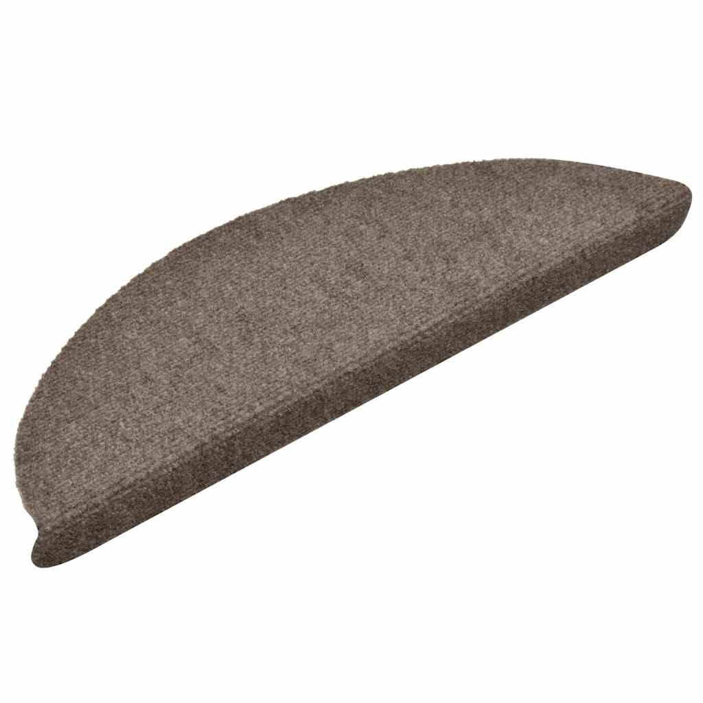 Tapetes de escada autoadesivos 30 peças 56x17x3 cm bege semicircular
