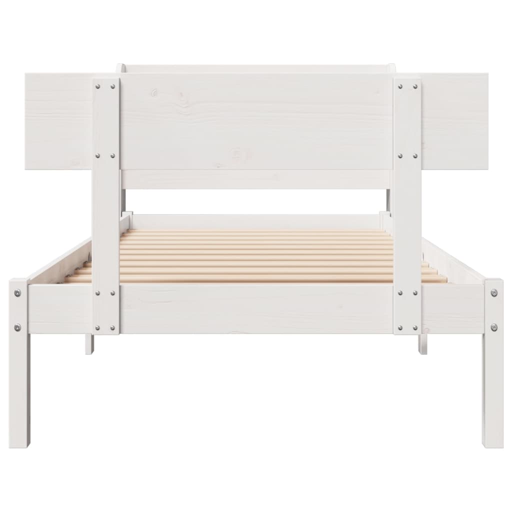 Cama sem colchão 75x190 cm madeira de pinho maciça branco