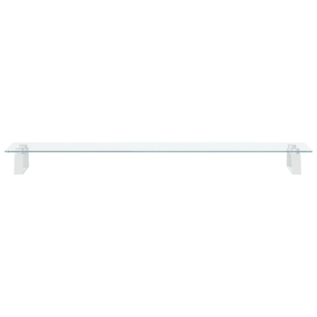Suporte para monitor 100x20x8 cm vidro temperado e metal branco