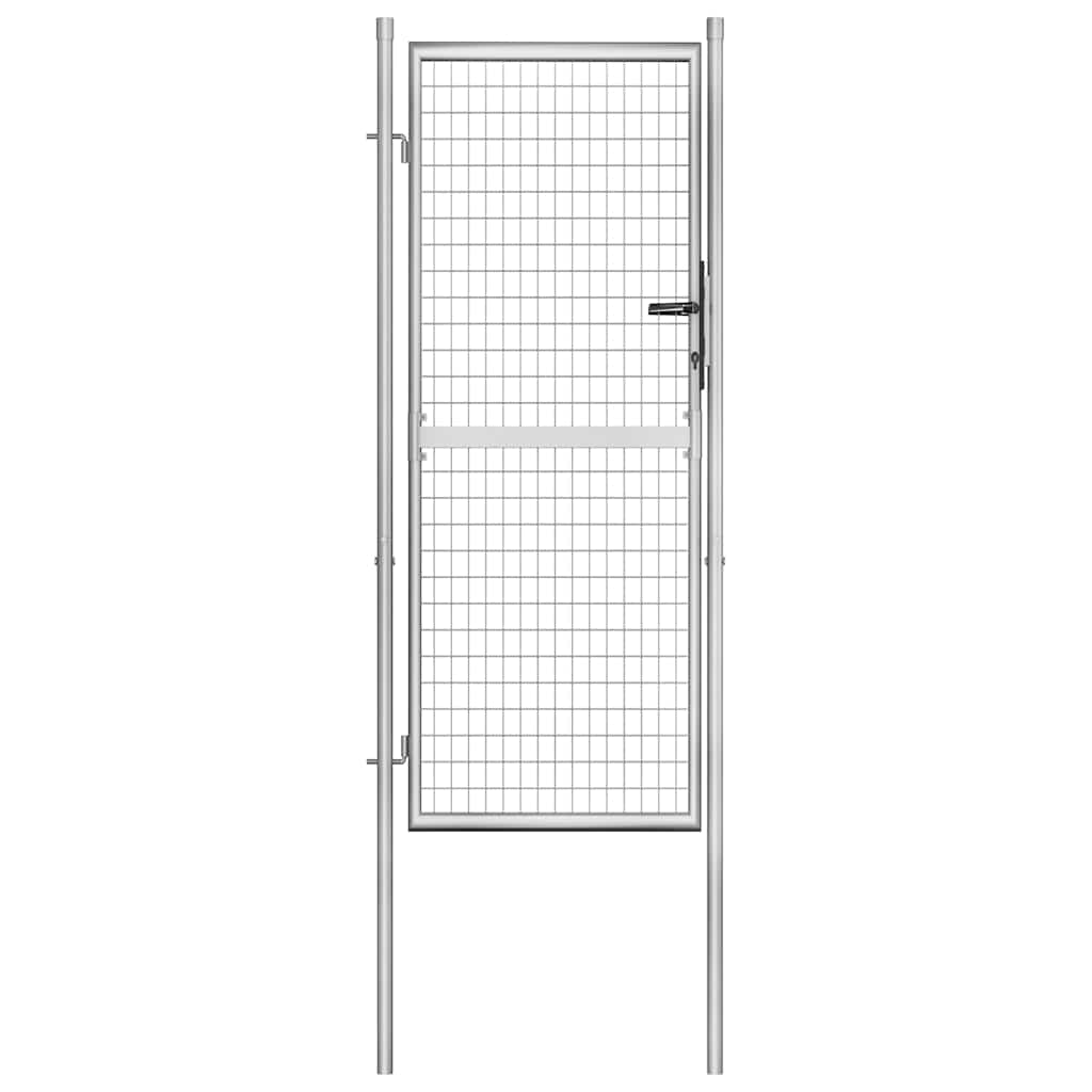 Portão de jardim em aço galvanizado 100x200 cm prata