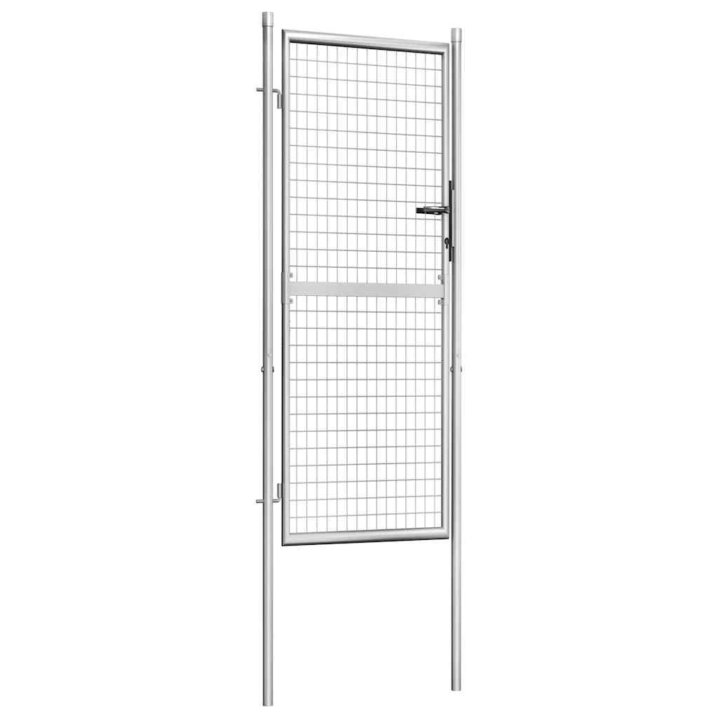 Portão de jardim em aço galvanizado 100x200 cm prata