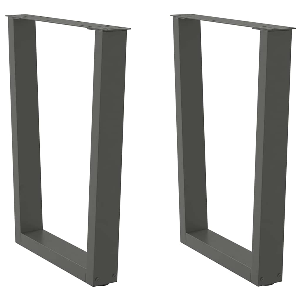 Pés para mesa de jantar em v, 2 peças, antracite, 60x(72-73,3) cm, aço
