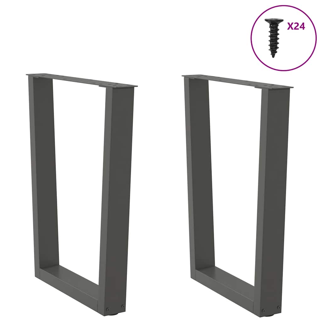 Pés para mesa de jantar em v, 2 peças, antracite, 60x(72-73,3) cm, aço