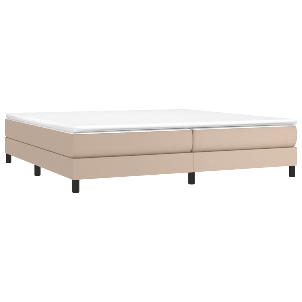 Estrutura de cama com molas 200x200 cm couro artificial cappuccino