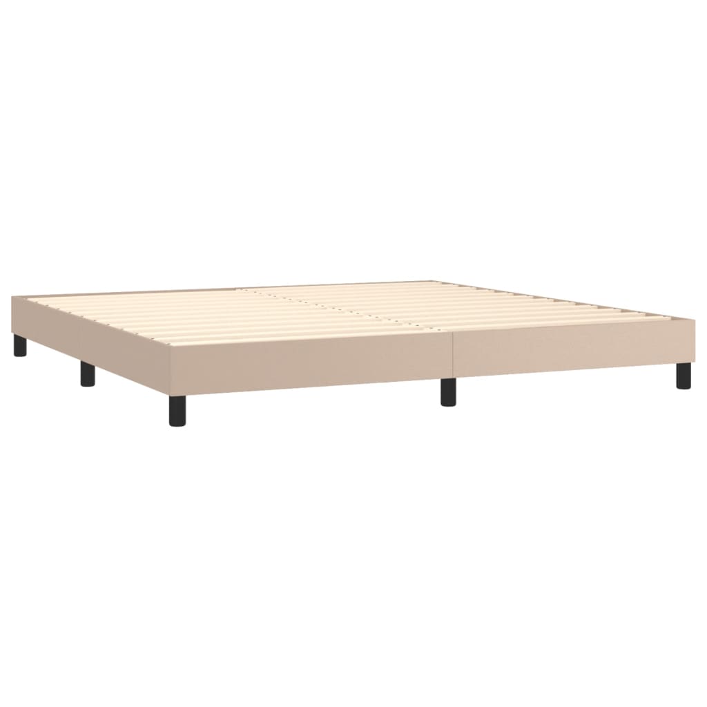 Estrutura de cama com molas 200x200 cm couro artificial cappuccino
