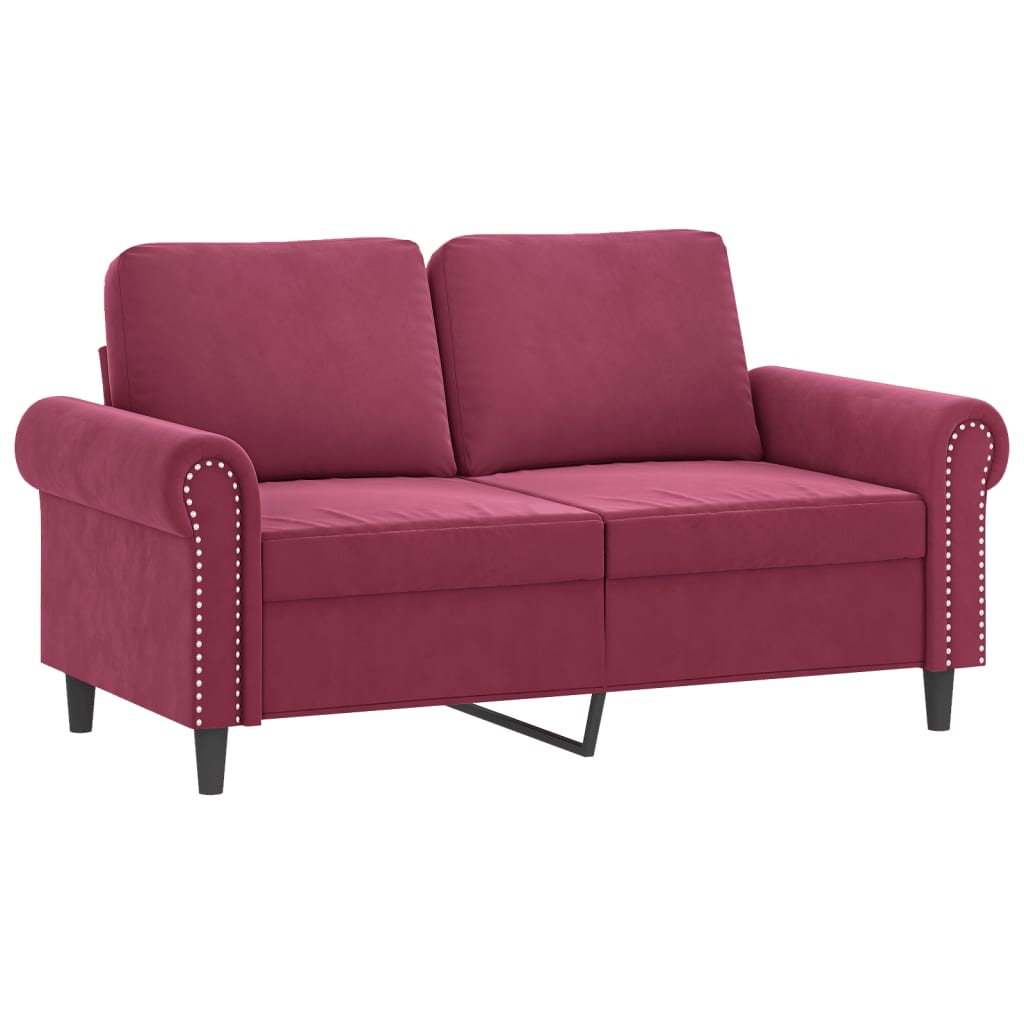 3 Pcs conjunto de sofás com almofadões veludo vermelho tinto