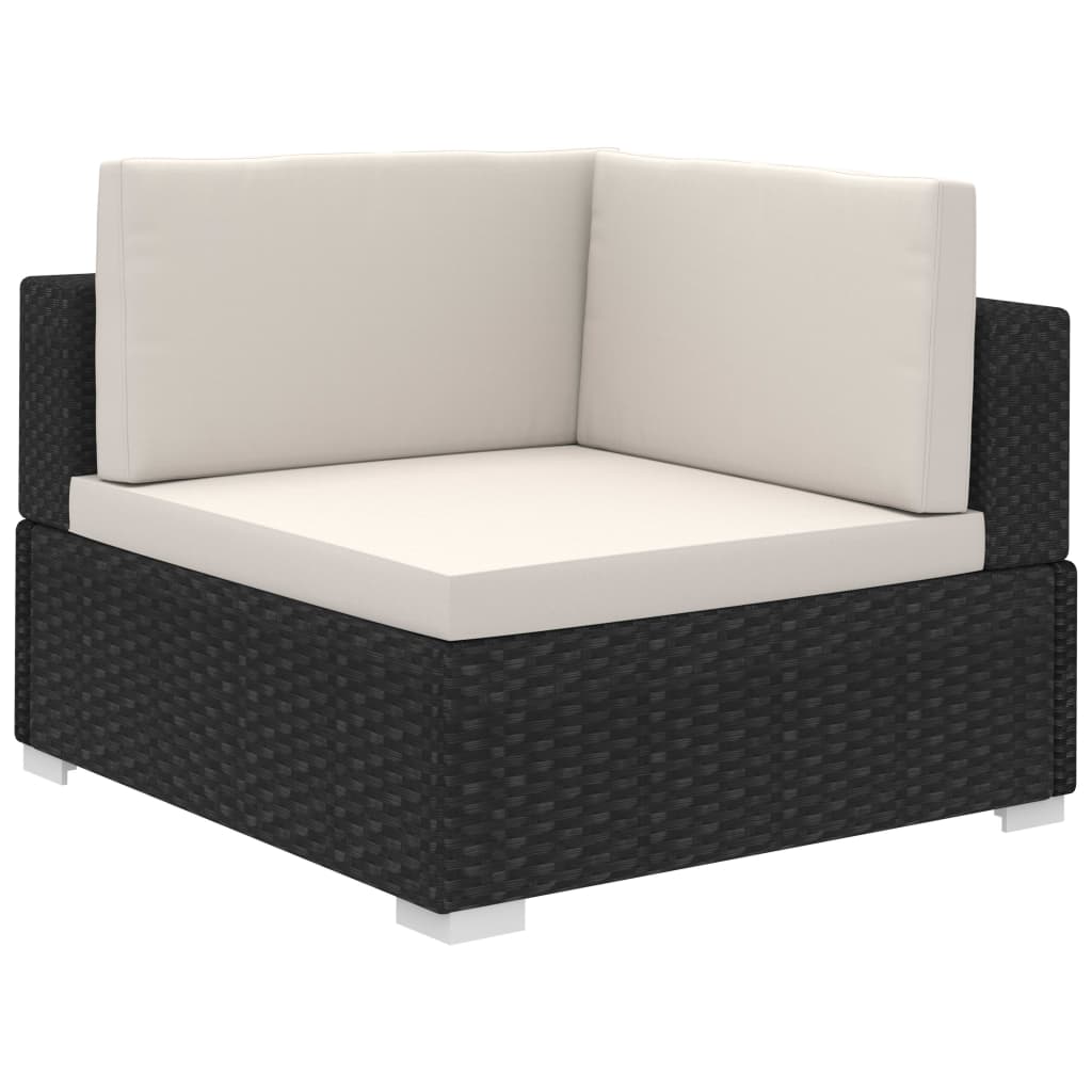 8 Pcs conjunto lounge de jardim c/ almofadões vime PE preto