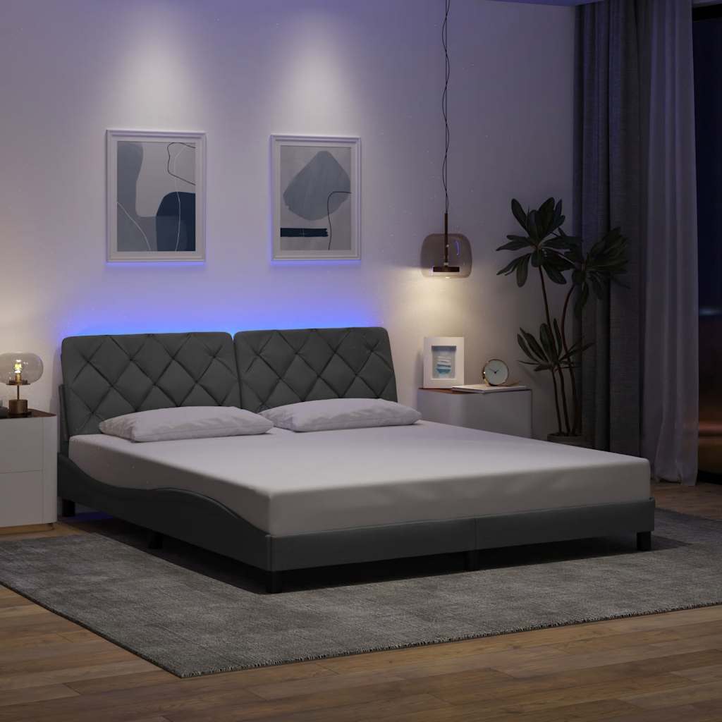 Estrutura de cama com LED sem colchão 180x200 cm tecido