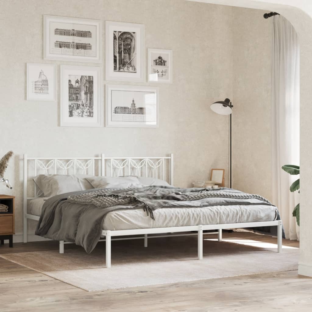 Estrutura de cama com cabeceira 183x213 cm metal branco