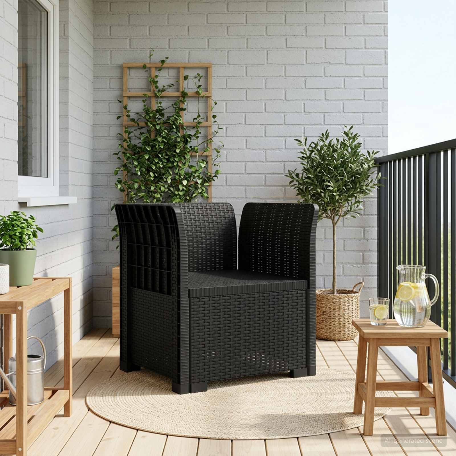 Poltrona 1 lugar look rattan PP antracite