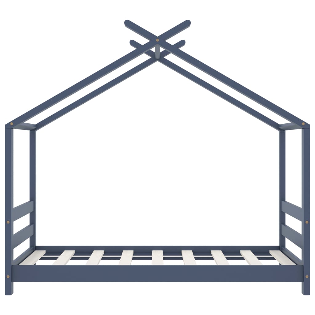 Estrutura de cama para crianças 70x140 cm pinho maciço cinzento