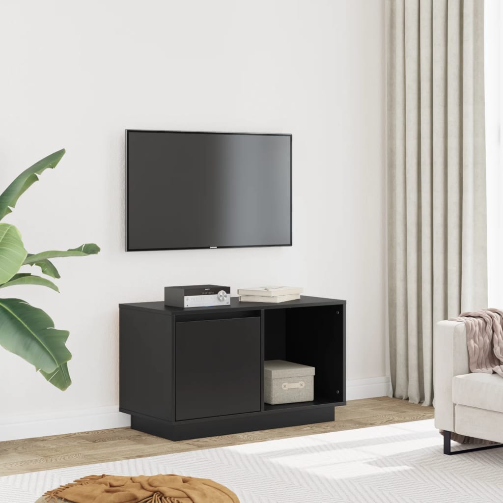 Móvel de TV 74x35x44 cm madeira de pinho maciça preto