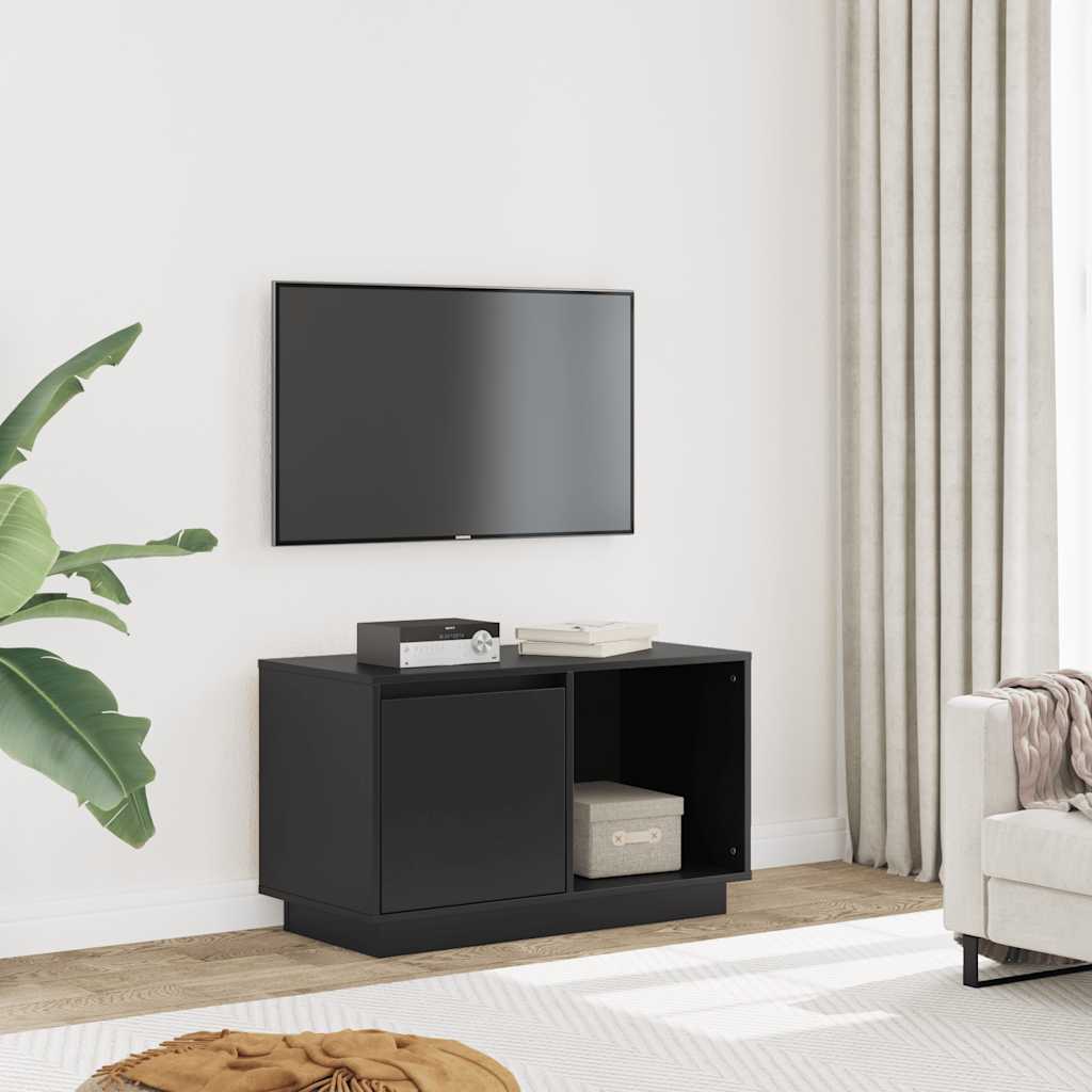 Móvel de TV 74x35x44 cm madeira de pinho maciça preto