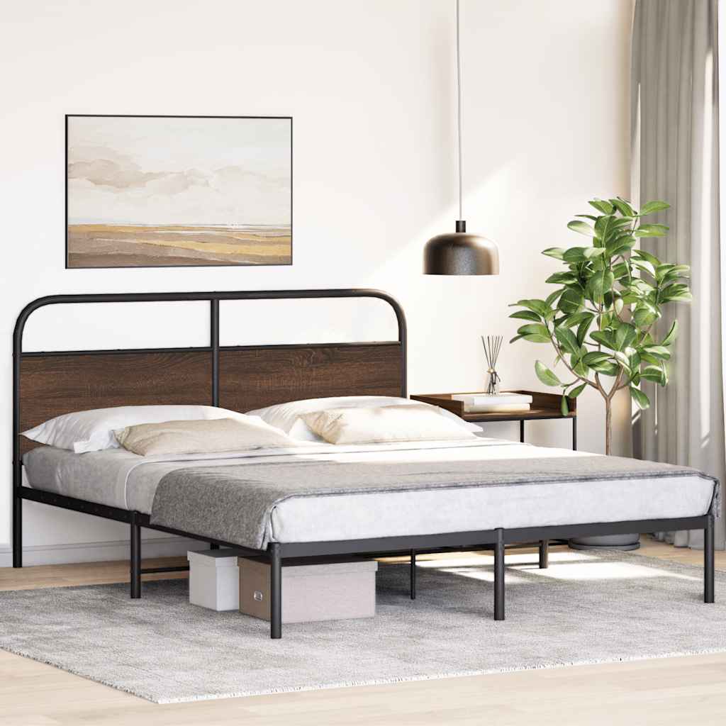 Estrutura cama s/ colchão derivados madeira carvalho castanho